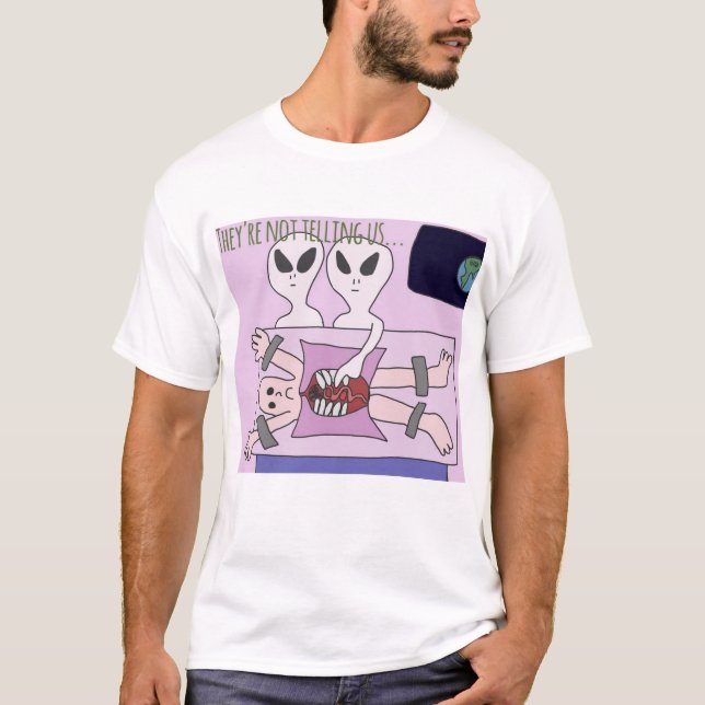 Le T-shirt blanc des hommes étrangers d'abduction (Devant)