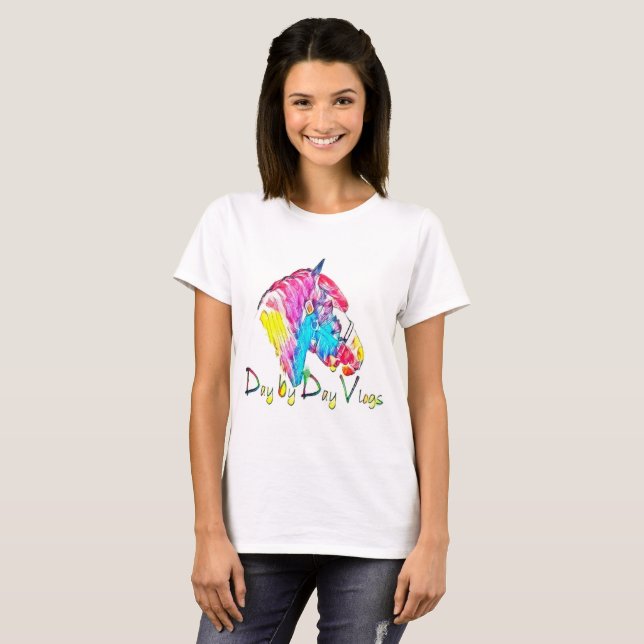 Le T-shirt de base des femmes avec le cheval (Devant entier)