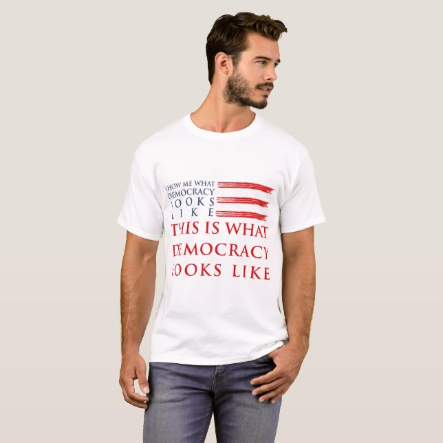 Le T-shirt de base des hommes de démocratie (Devant entier)