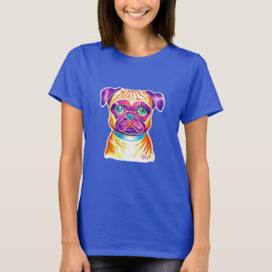 Le T-shirt de carlin des femmes tirées par la main