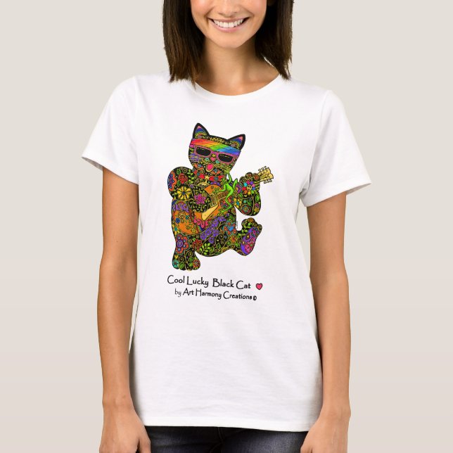 Le T-shirt de la femme chanceuse fraîche de chat (Devant)