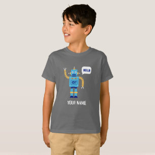 LE T-SHIRT DE L'ENFANT AVEC LE ROBOT ET LE NOM DE