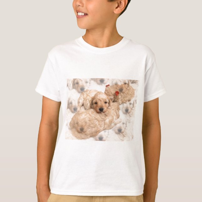 Le T-shirt de l'enfant de chiot de golden (Devant)