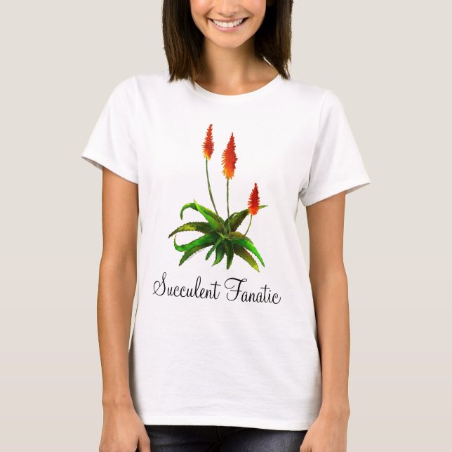 Le T-shirt des dames d'aquarelle d'aloès (Devant)
