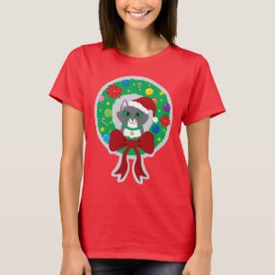 Le T-shirt des femmes de chat de guirlande de Noël