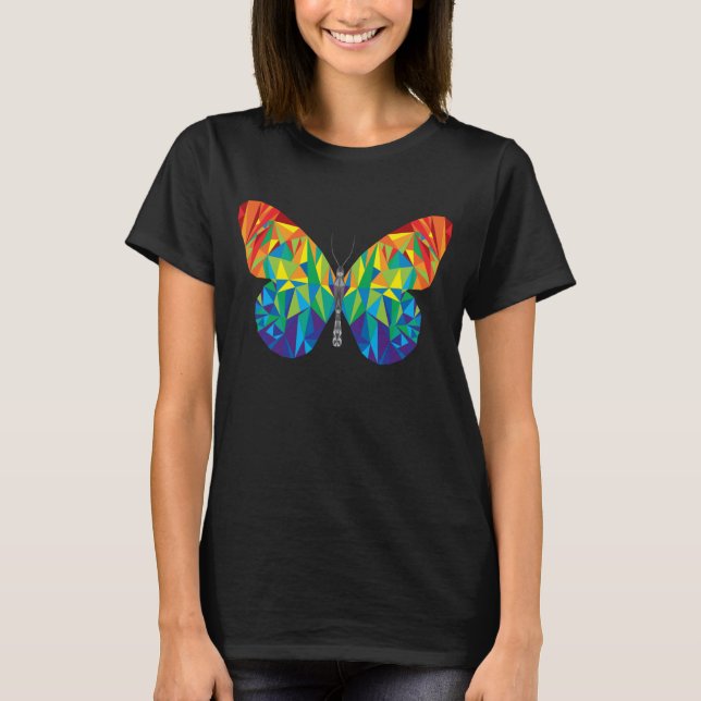 Le T-shirt des femmes de papillon de prisme (Devant)