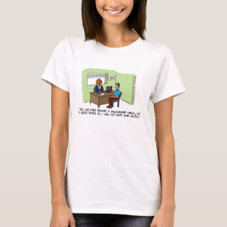 Le T-shirt des femmes d'entrevue d'emploi de chien