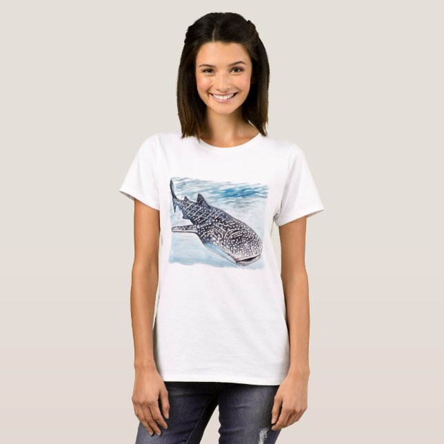 Le T-shirt des femmes d'illustration de requin de (Devant entier)