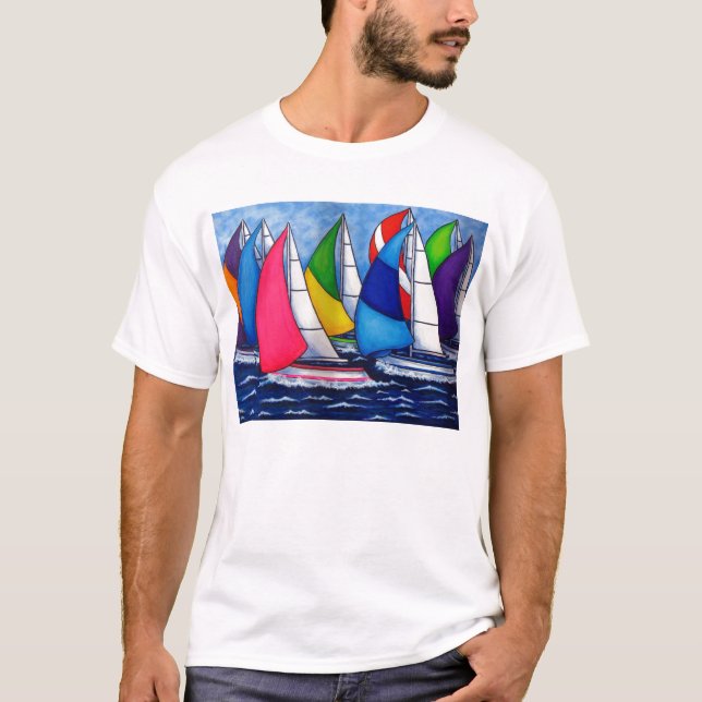 Le T-shirt des hommes colorés de régate (Devant)