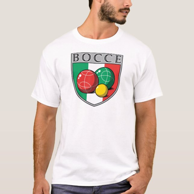Le T-shirt des hommes de bouclier de Bocce (Devant)