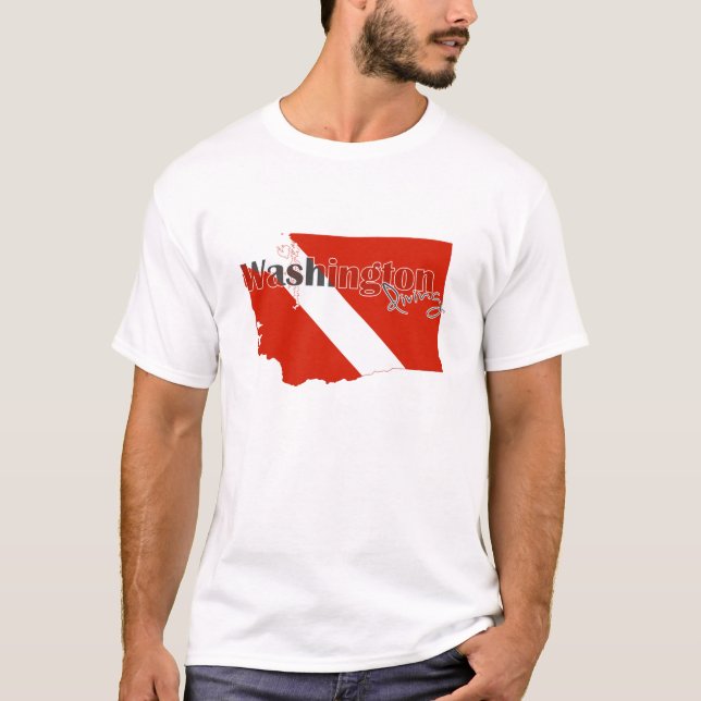 Le T-shirt des hommes de drapeau de plongeur (Devant)