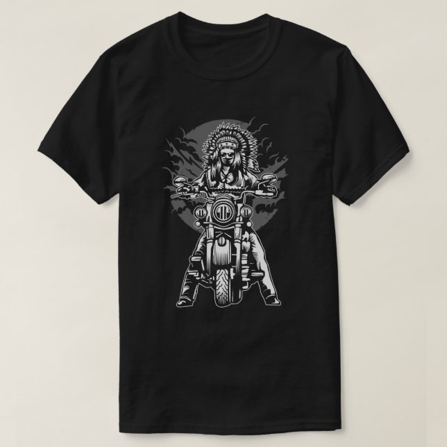Le T-shirt des hommes de moto de chef indien (Design devant)