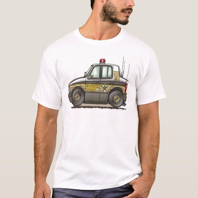 Le T-shirt des hommes de voiture de patrouille de (Devant)