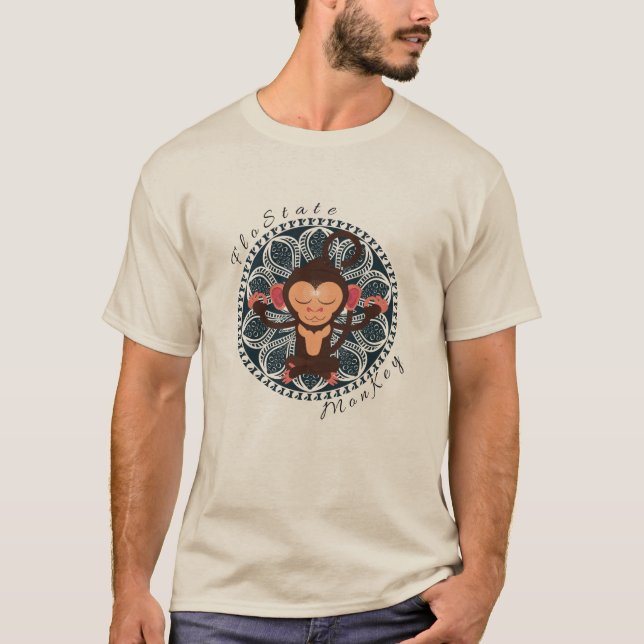 Le T-shirt des hommes méditants de singe de (Devant)