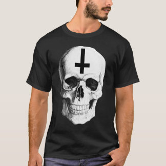 Le T-shirt foncé de base des hommes d'os de crâne