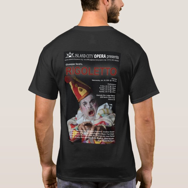 Le T-shirt foncé des hommes de Rigoletto d'opéra (Dos)