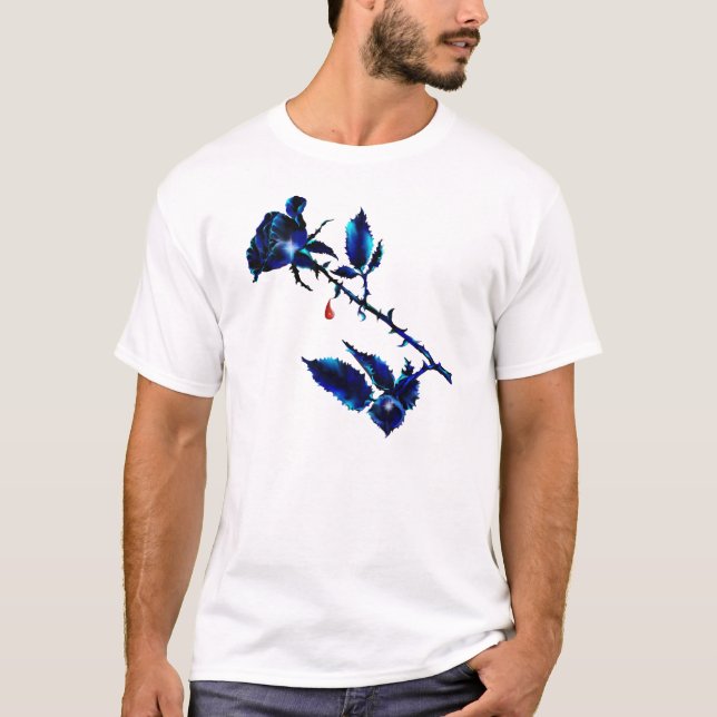 Le T-shirt noir d'épine de sang de rose (Devant)