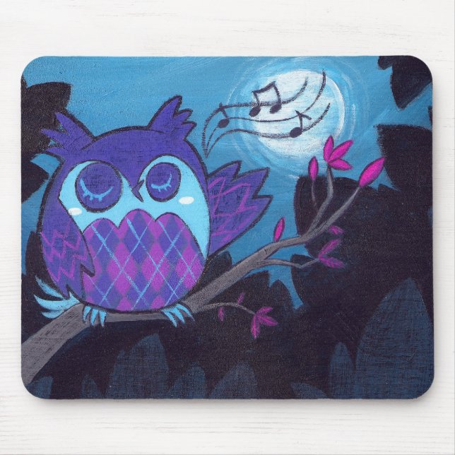 Le tapis de souris à motifs de losanges de hibou (Devant)