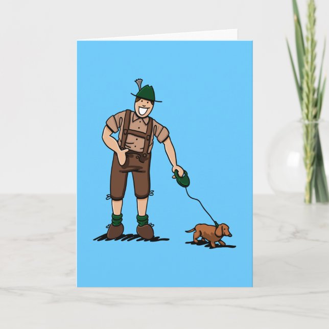 Le teckel bavarois d'homme de Lederhosen de carte (Devant)