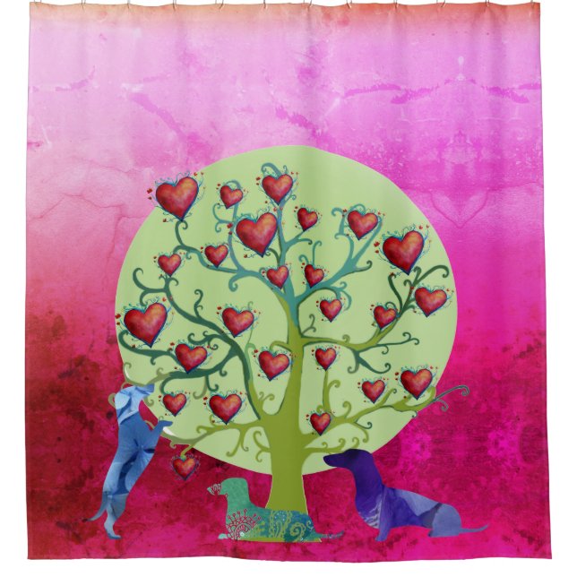 Le teckel poursuit le rideau en douche d'art de (Devant)