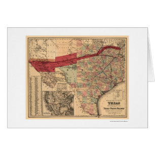 Le Texas et carte Pacifique 1873 de chemin de fer