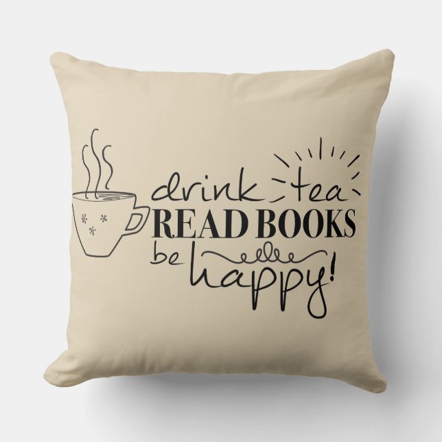 Le thé de boissons, a lu des livres, soit coussin (Recto)