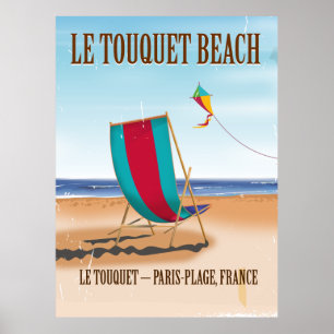 Le Touquet Beach Vintage french travel poster
