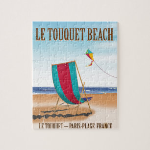 Le Touquet Beach Vintage french travel poster Jigsaw Puzzle