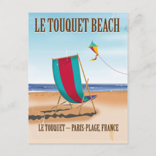 Le Touquet Beach Vintage french travel poster Postcard