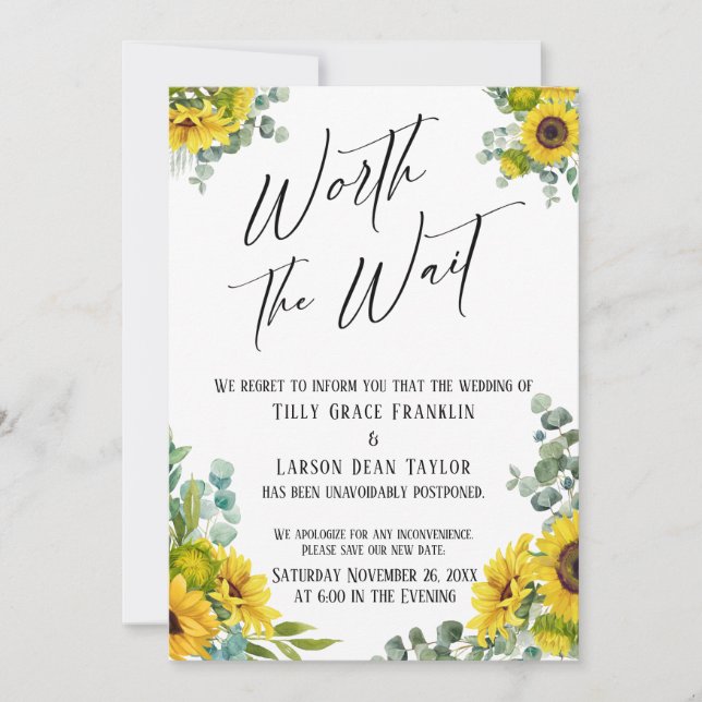 Le tournesol Eucalyptus vaut la carte de Mariage d (Devant)