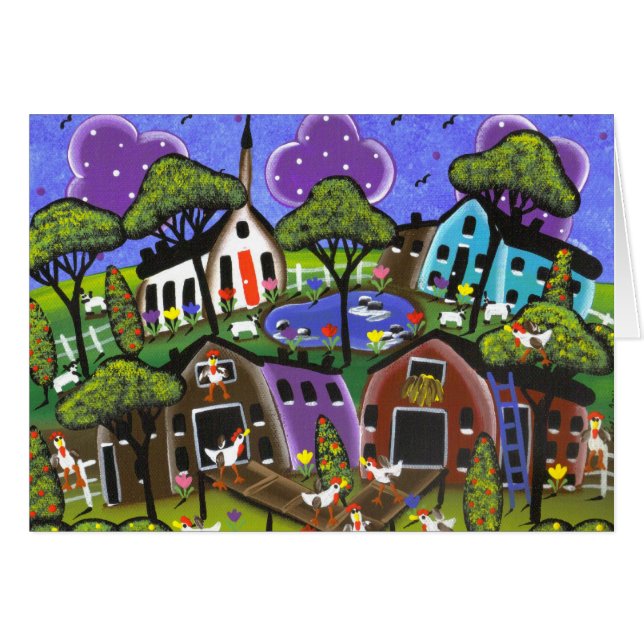 Le troupeau de poulet d'art populaire par Lori (Devant horizontal)