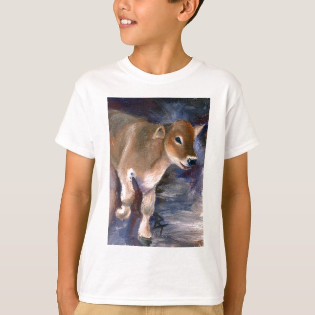 Le veau de Suisse Brown badine le T-shirt (Devant)