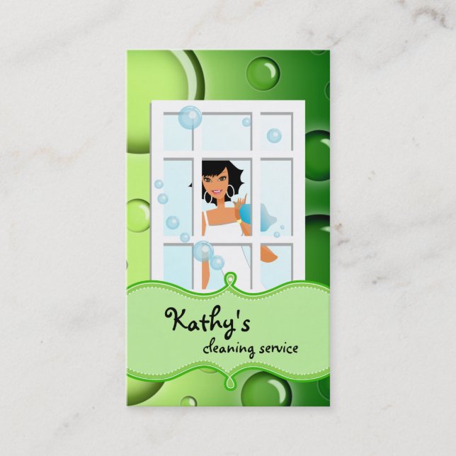 Le vert de carte de visite de nettoyage bouillonne (Devant)