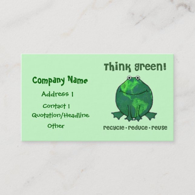 Le vert de l'environnement réutilisent le carte de (Devant)