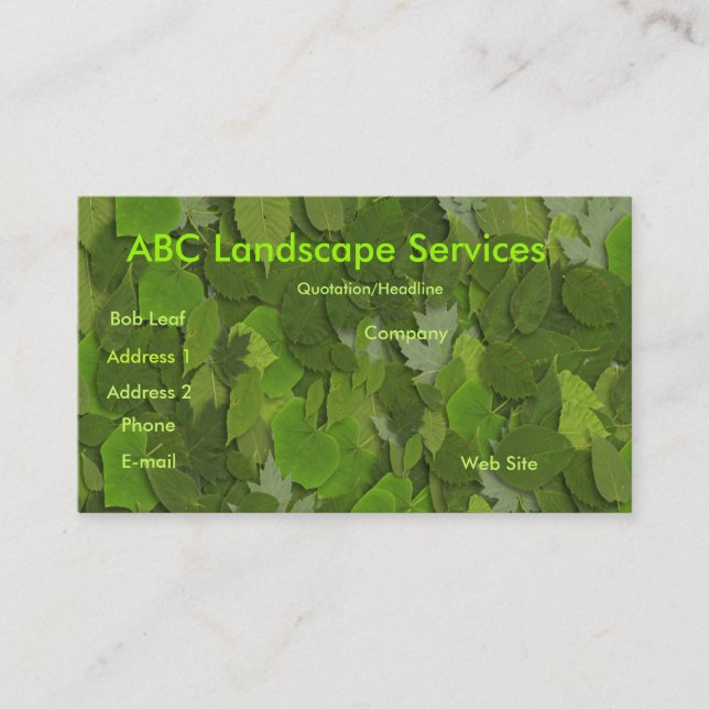Le vert laisse le carte de visite (Devant)