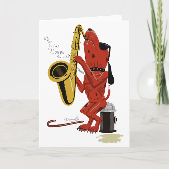 Le vieux chien, nouveau lèche la carte de note (Devant)