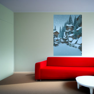 Le village de montagne | AI Art Poster