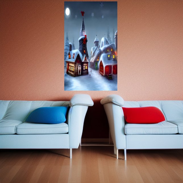 Le village de Noël | AI Art Poster (Créateur téléchargé)