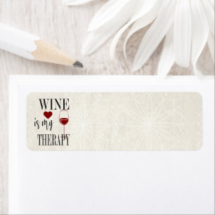 Le vin est mon étiquette d'adresse de retour théra