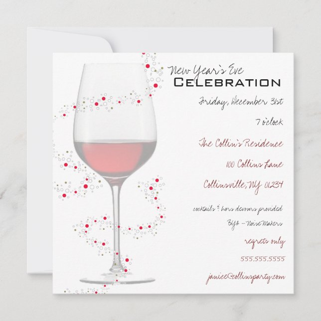 Le vin rouge et les invitations du Nouvel An (Devant)