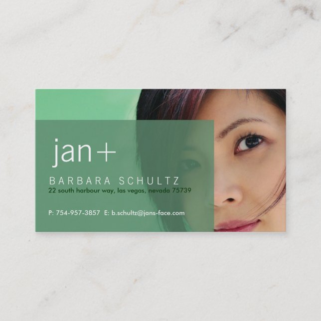 Le visage de Jan [vert] Cartes de visite (Devant)
