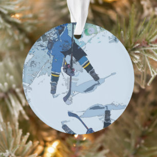 Le visage off - Ornement du joueur de hockey sur g