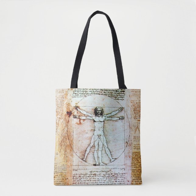 LE VITRUVIAN MAN Antique Parchment Sac fourre-tout (Devant)