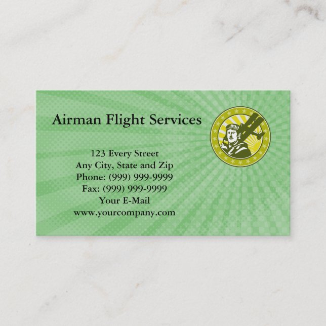 Le vol d'aviateur entretient le carte de visite (Devant)