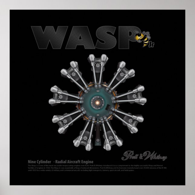 Le "Wasp Jr." Poster d'art de Moteur Radial (Devant)
