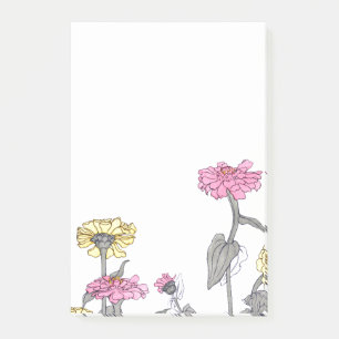 Le Zinnia vintage fleurit des notes de post-it