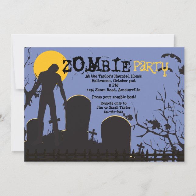 Le zombi se lève invitation de partie de Halloween (Devant)