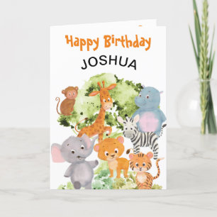 Le zoo : mignon animal sauvage carte d'anniversair