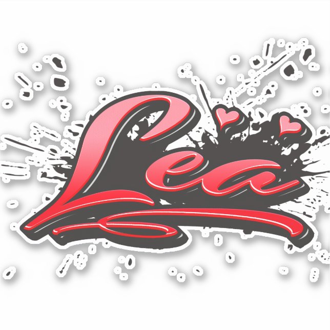 Lea red Heart Graffiti Sticker (Front)
