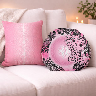 Léa Spirit Leopard – Colour of Heart Round Pillow